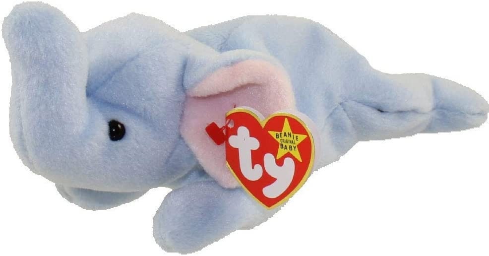 PEANUT The Light Blue Elephant Ty Beanie Baby Retired Beanbag Plush - New with Tags