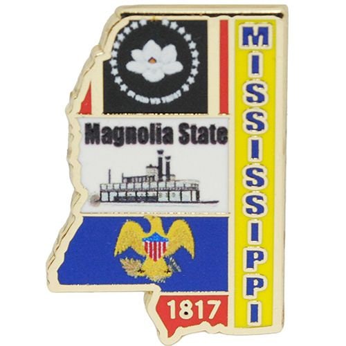 MISSISSIPPI STATE Map Lapel Pin - The Magnolia State Enamel Pin for Backpack Tie Shirt Trading Button Pinback Craft Supply