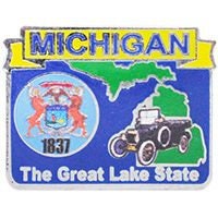 MICHIGAN STATE Map Lapel Pin - The Great Lake State Enamel Pin for Backpack Tie Shirt Trading Button Pinback Craft Supply