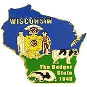 Wisconsin Lapel Pin - Wisconsin The Badger State - Enamel Pin Backpack Tie Shirt Trading Button Pinback Craft Supply