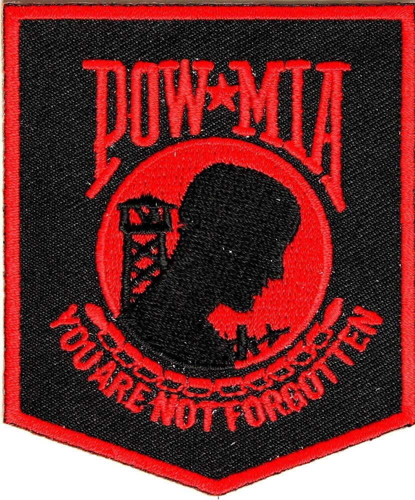 POW MIA Black Red Crest Military Never Forgotten Embroidered Patch Craft Supply