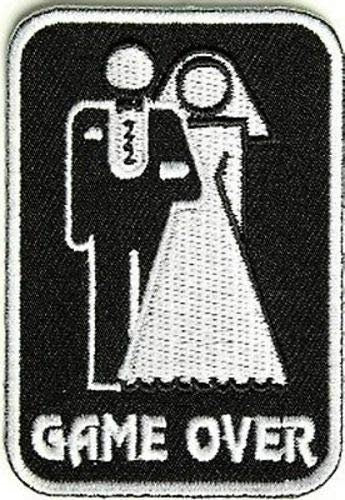 GAME OVER Marriage Wife Husband Funny Biker Motorcycle Embroidered Patch Craft Supply