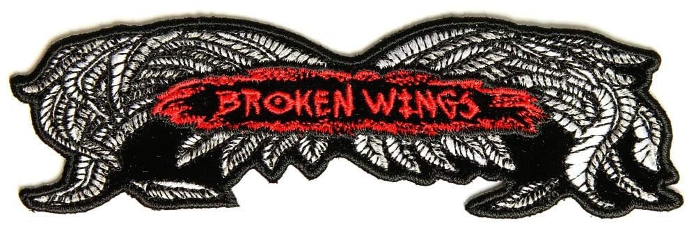 BROKEN WINGS Small Biker Motorcycle Embroidered Patch Craft Supply