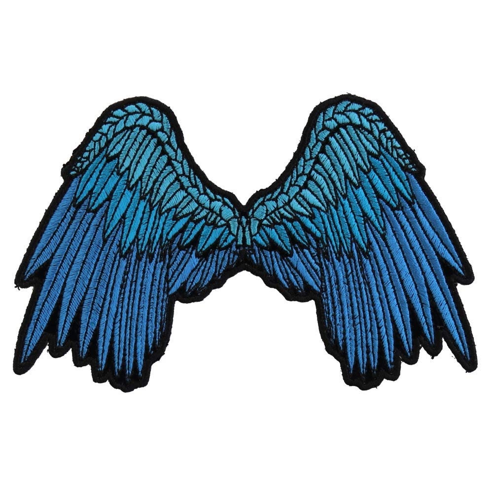 BLUE ANGEL WINGS Small Beautiful Embroidered Patch Craft Supply