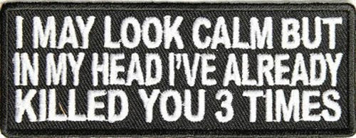 I May Look Calm But In My Head Funny Biker Motorcycle Embroidered Patch