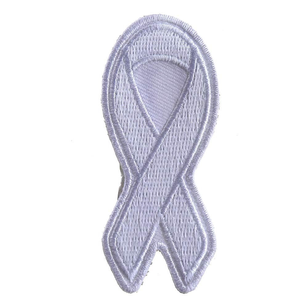 WHITE RIBBON Lung Cancer Awareness Motorcycle Biker Patch Craft Supply