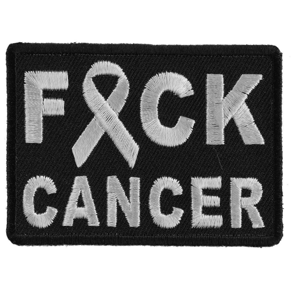 FCK CANCER White Ribbon Biker Motorcycle Embroidered Patch Craft Supply