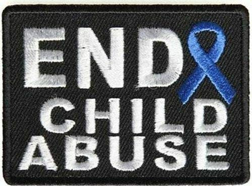 END CHILD ABUSE Blue Ribbon Biker Motorcycle Embroidered Patch Craft Supply