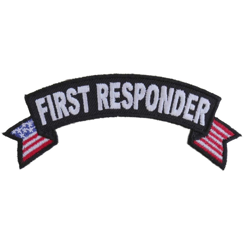 FIRST RESPONDER Rocker Small Flag Biker Motorcycle Embroidered Patch Craft Supply
