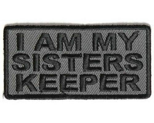 I Am My Sisters Keeper Gray Funny Biker Motorcycle Embroidered Patch Craft Supply