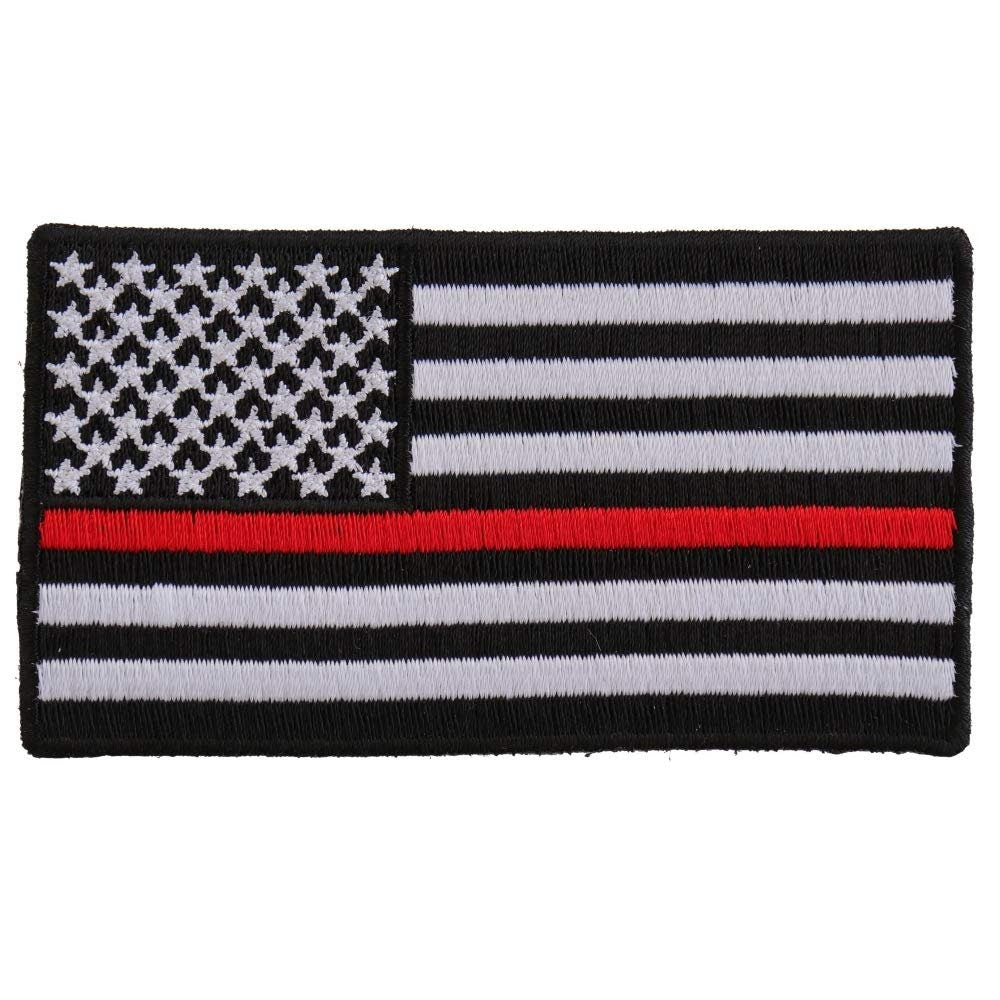 Subdued United States US Thin RED Stripe Line Flag Firefighter Embroidered Patch Craft Supply