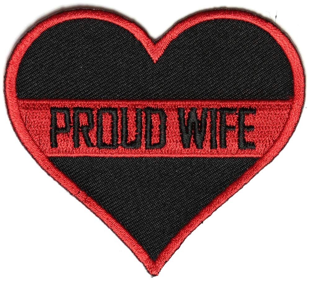 PROUD WIFE Thin RED Line Stripe Firefighter Embroidered Patch Craft Supply