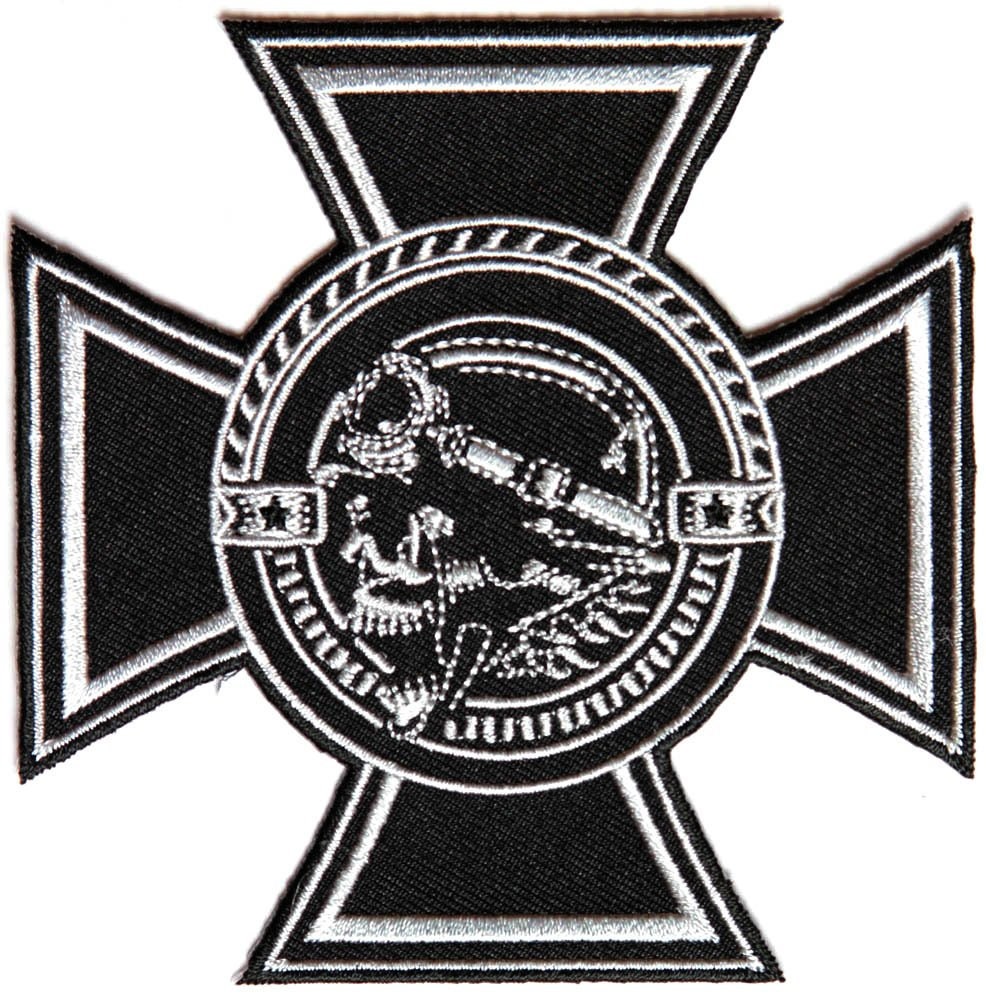 MALTESE CROSS BIKER Skull Motorcycle Embroidered Patch Craft Supply