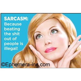 Sarcasm Because Beating The Shit Out Of People Is Illegal! Funny RECTANGLE MAGNET Craft Supply