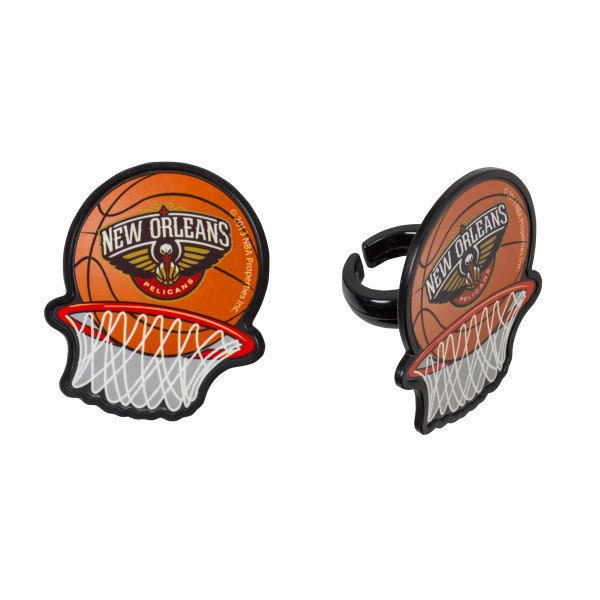 12 NEW ORLEANS PELICANS Cupcake Rings Nba Cake Toppers for Birthday Party Decoration