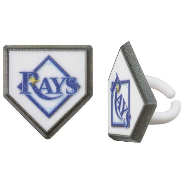 12 TAMPA BAY RAYS Cupcake Rings Mlb Home Plate Cake Toppers for Birthday Party Decoration Craft Supply