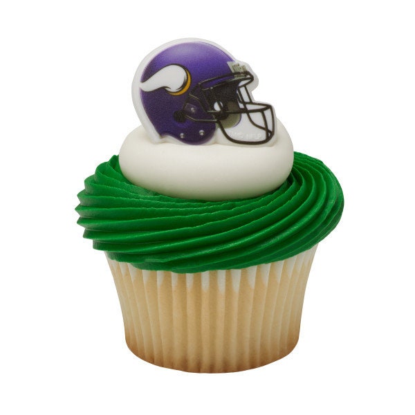12 MINNESOTA VIKINGS Cupcake Rings NFL Cake Toppers for Birthday Party Decoration Craft Supply