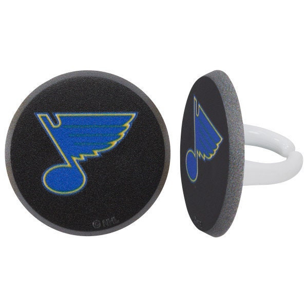 12 ST. LOUIS BLUES Cupcake Rings Nhl Cake Toppers for Birthday Party Decoration Craft Supply