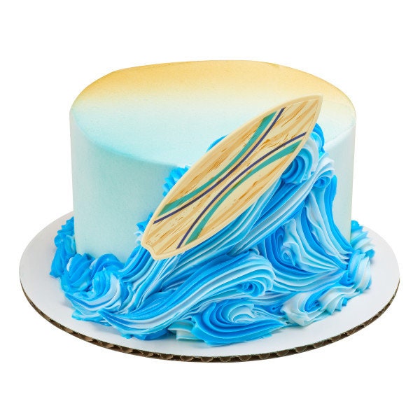 12 SURF BOARD LAYONS Cupcake Surfin' Beach Summer Cake Toppers for Birthday Party Decoration Craft Supply