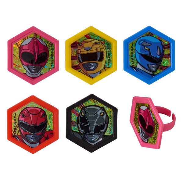 12 POWER RANGER Cupcake Rings Morphinominal Cake Toppers for Birthday Party Decoration Craft Supply