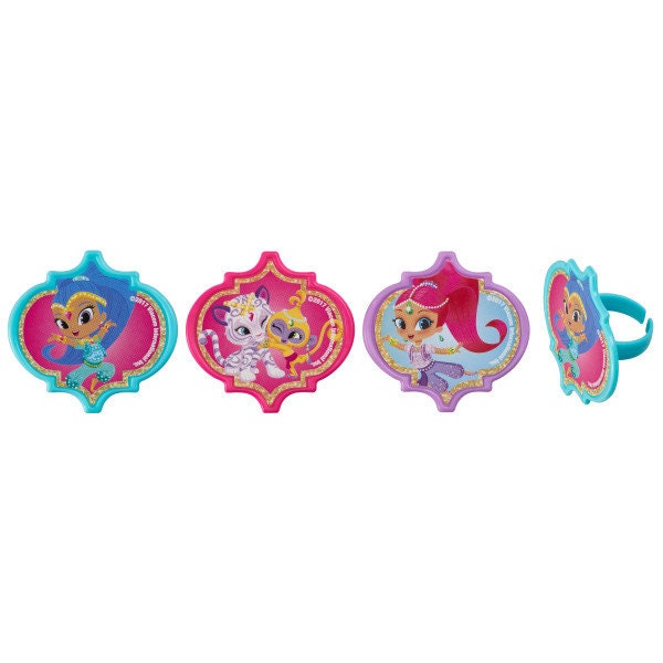 12 SHIMMER AND SHINE Cupcake Rings Make a Wish! Cake Toppers for Birthday Party Decoration