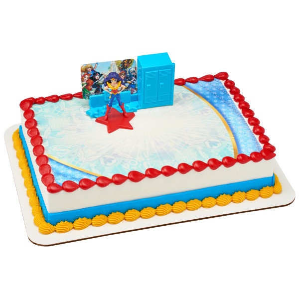 DC SUPER HERO Girls Cake Topper Wonder Woman Move Over Boys Cake Decoration Birthday Party Decoset Craft Supply