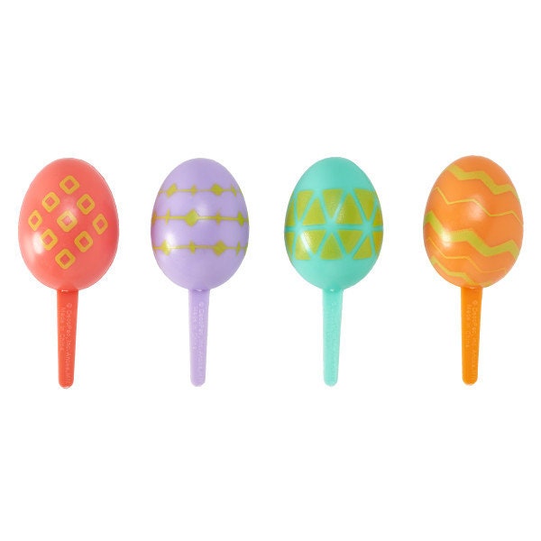 12 EASTER EGG Cupcake Picks Baptism Easter Christian Jesus Church Religious Cake Toppers Rings Party Decoration Craft Supply