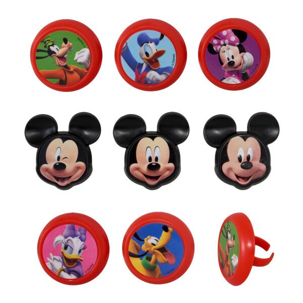 MICKEY Roadster Racers Cupcake Rings (12) Donald Duck Goofy Daisy Cake Toppers Birthday Party Decoration Craft Supply