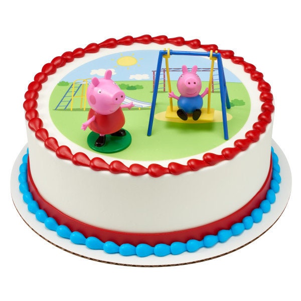 PEPPA PIG Cake Topper Swing Set Birthday Party George Cake Decoration Decoset Craft Supply