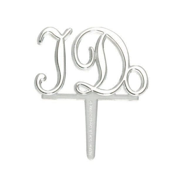 I DO Cupcake Picks (12) Silver Wedding Bridal Shower Cake Toppers Rings Party Decoration