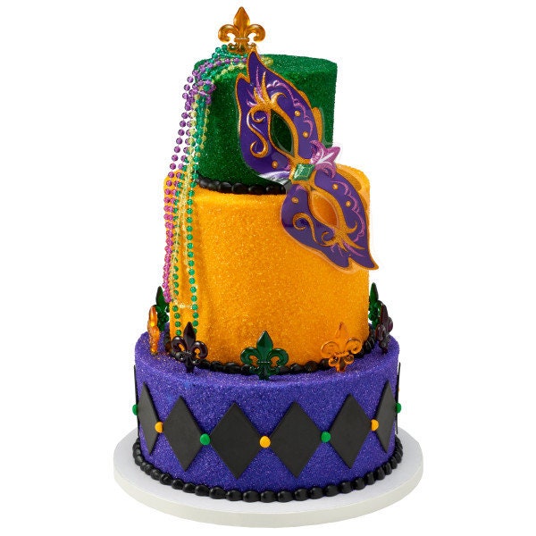 FLEUR DE LIS Cupcake Picks (12) Mardi Gras Rings Cake Toppers for Birthday Party Craft Supply