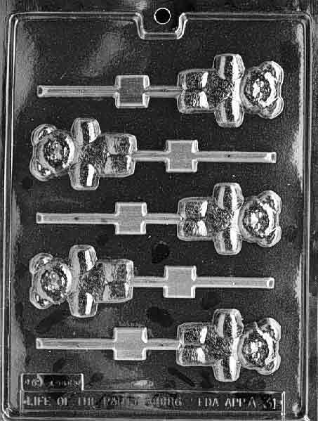TEDDY BEAR LOLLY Sucker Chocolate Candy Mold Craft Supply