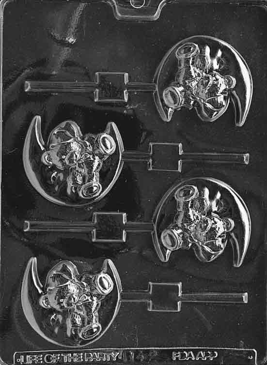 BEAR On HALF MOON Lolly Baby Sucker Chocolate Candy Mold Craft Supply