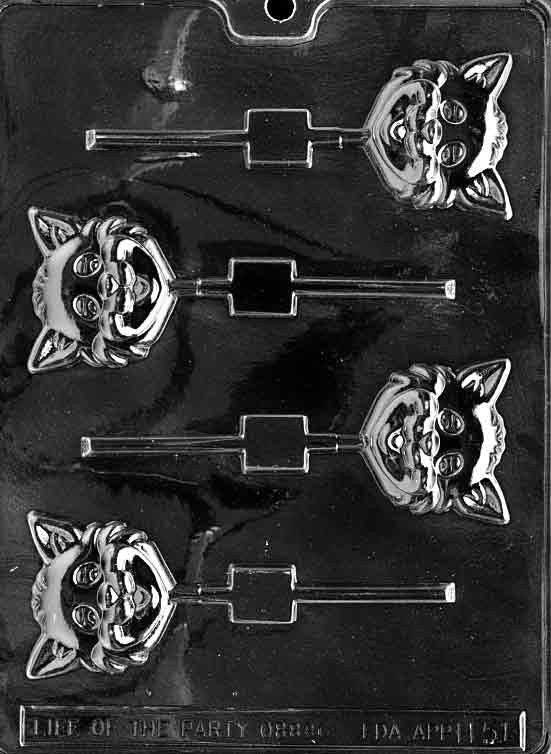 CAT HEAD LOLLY Halloween Sucker Chocolate Candy Mold Craft Supply