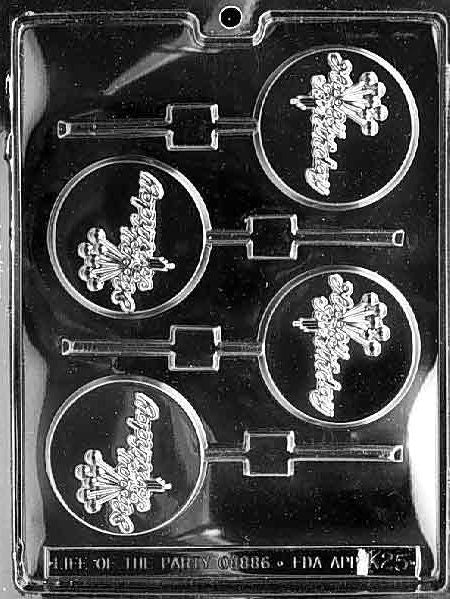 HAPPY B-DAY LOLLY Sucker Chocolate Candy Mold Craft Supply