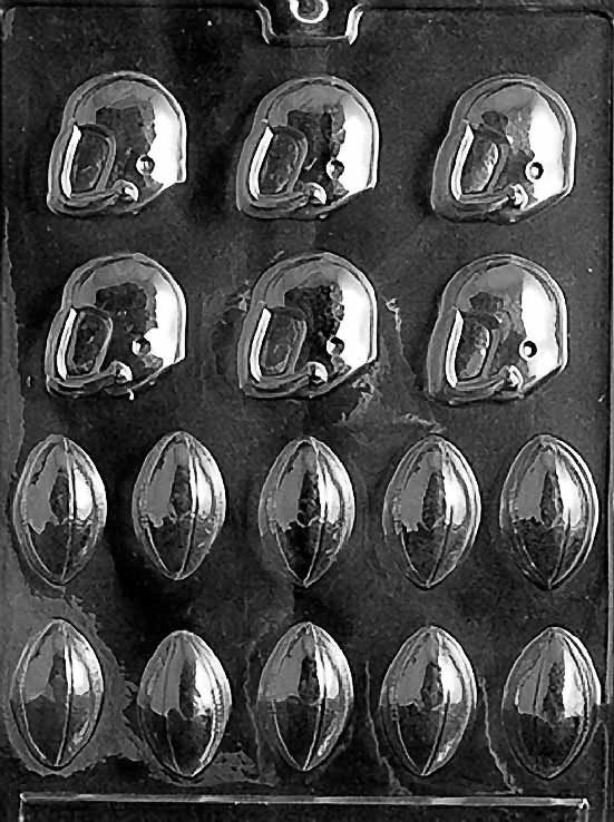 FOOTBALL HELMETS Bite Size Chocolate Candy Mold Craft Supply