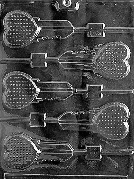 KEY HEART LOLLY Valentines Sucker Chocolate Candy Mold Craft Supply