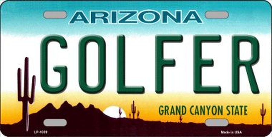 ARIZONA GOLFER State Background Metal License Plate Craft Supply