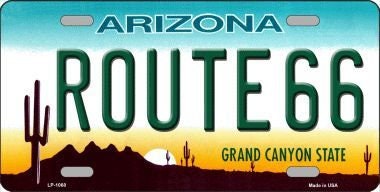 ROUTE 66 ARIZONA State Background Metal License Plate Craft Supply