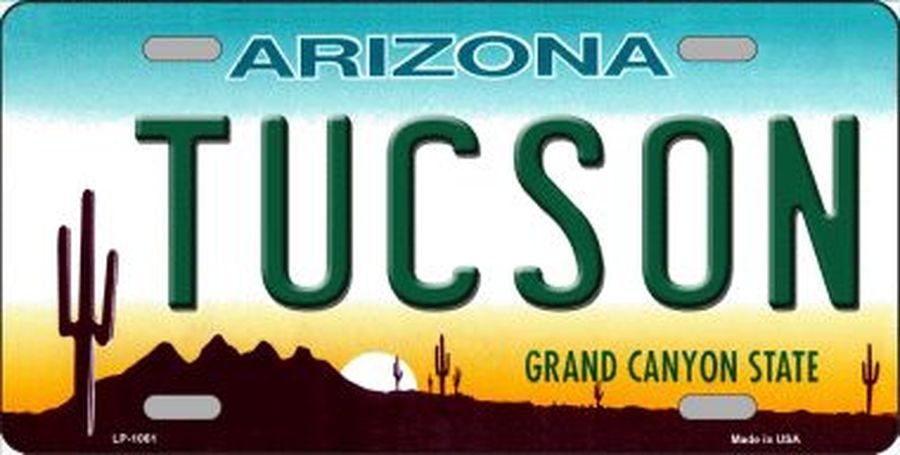 TUCSON ARIZONA State Background Metal License Plate Craft Supply