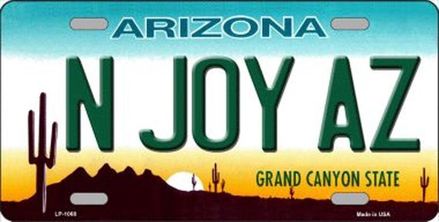 N JOY AZ ARIZONA State Background Metal License Plate Craft Supply