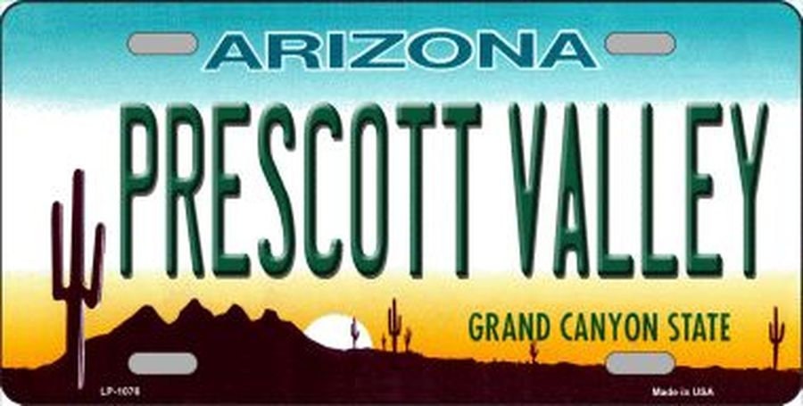 PRESCOTT VALLEY ARIZONA State Background Metal License Plate Craft Supply