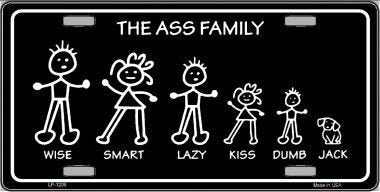 THE ASS FAMILY Funny Metal License Plate Craft Supply