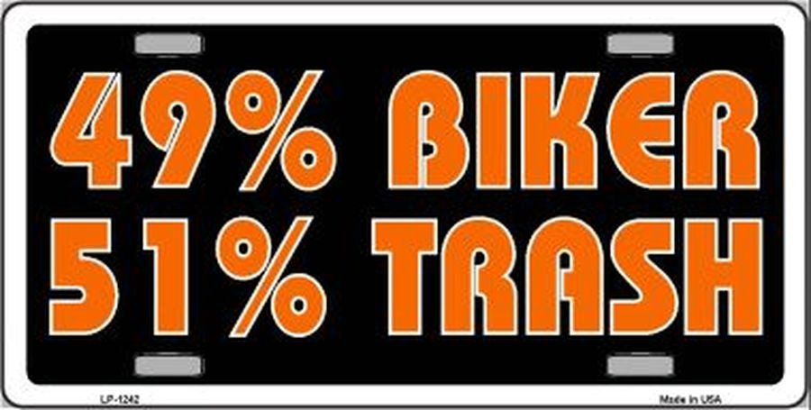 BIKER TRASH Funny Metal License Plate Craft Supply