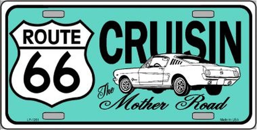 ROUTE 66 Retro Cruisin The Mother Road Metal License Plate