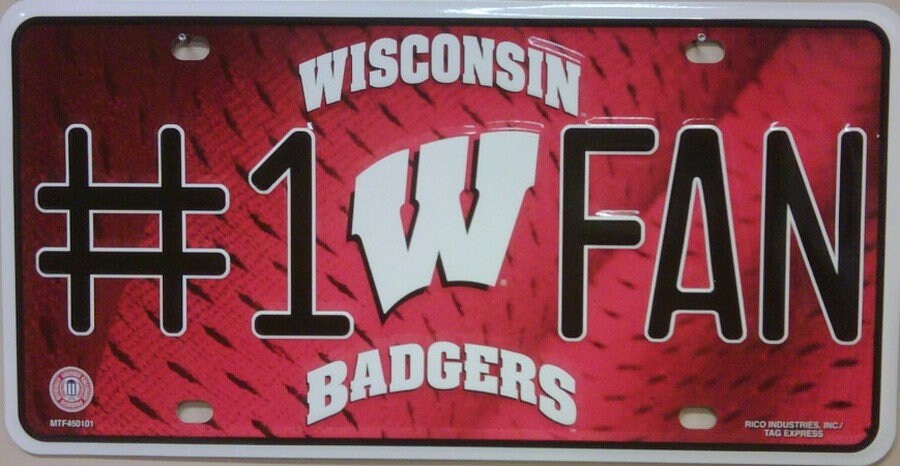 WISCONSIN BADGERS #1 Fan NCAA Metal License Plate Craft Supply