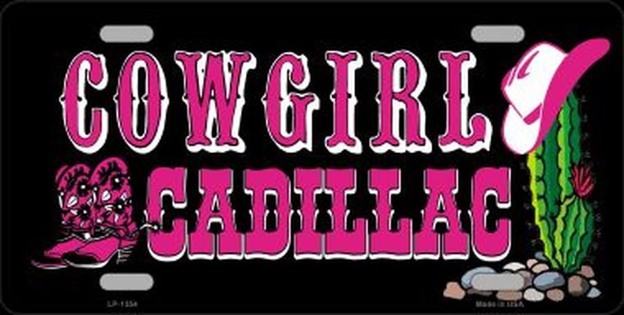 COWGIRL CADILLAC Metal License Plate