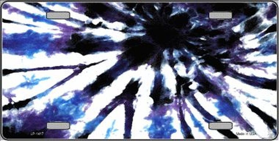 PURPLE BLUE Tie-dye Metal License Plate