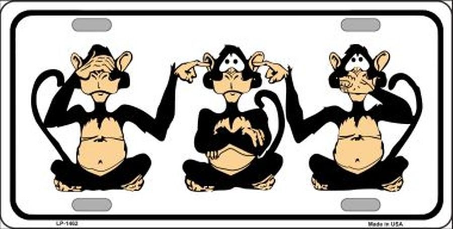SEE HEAR Speak MONKEYS Metal License Plate Craft Supply