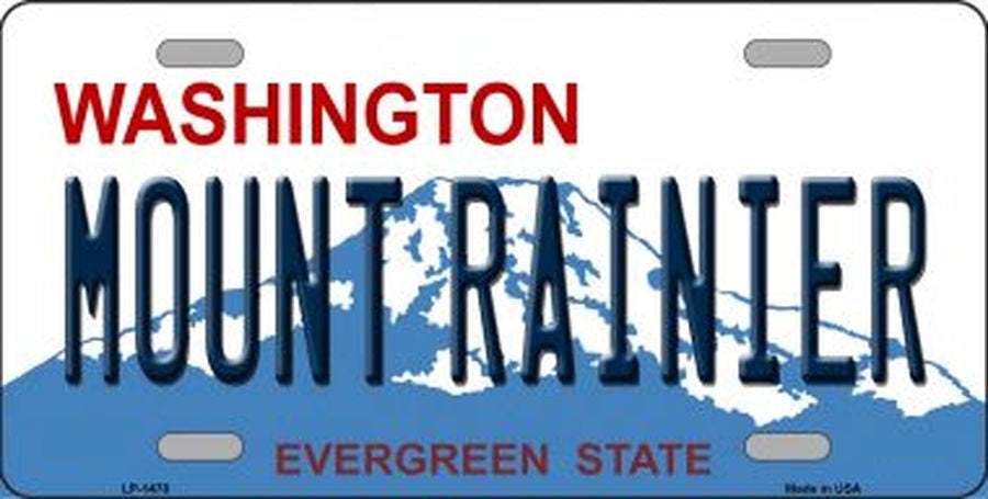 MOUNT RAINIER Washington State Background Metal License Plate Sign Novelty Vanity Craft Supply